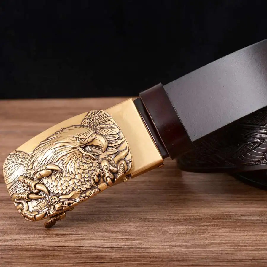 Men's Leather Ratchet Belt with Automatic Buckle