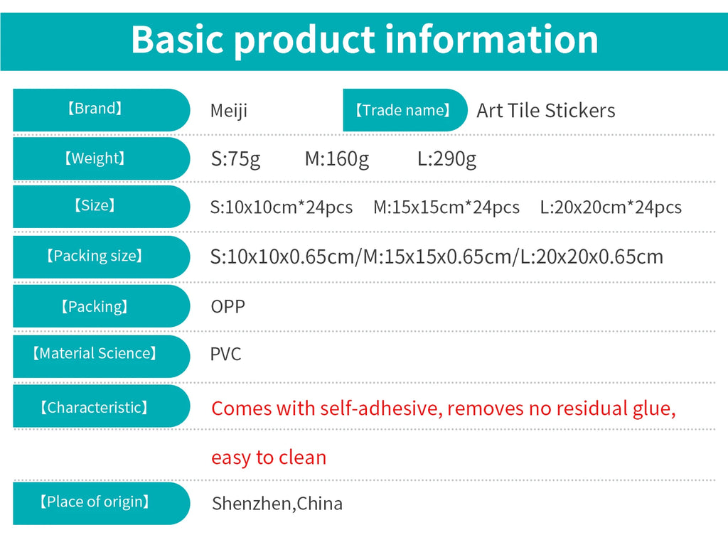 Decorative Self-Adhesive Tile Stickers – 24 Pieces