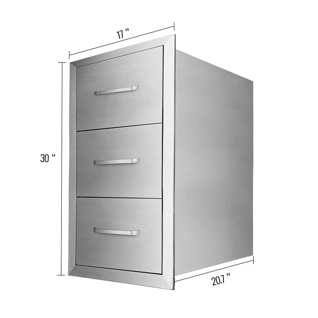 SucceBuy Stainless-Steel Outdoor BBQ Kitchen Drawers