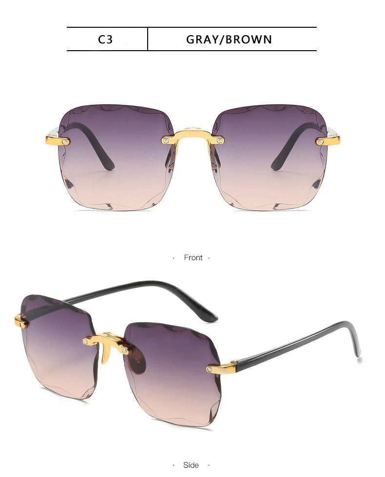 Three-Piece Rimless-Style Fashion Sunglasses Set