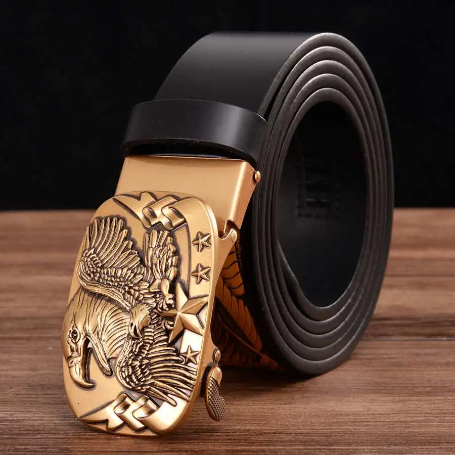 Men's Leather Ratchet Belt with Automatic Buckle