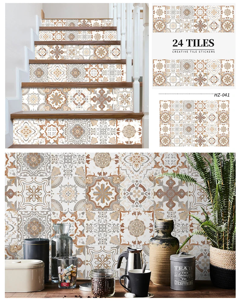Decorative Self-Adhesive Tile Stickers – 24 Pieces