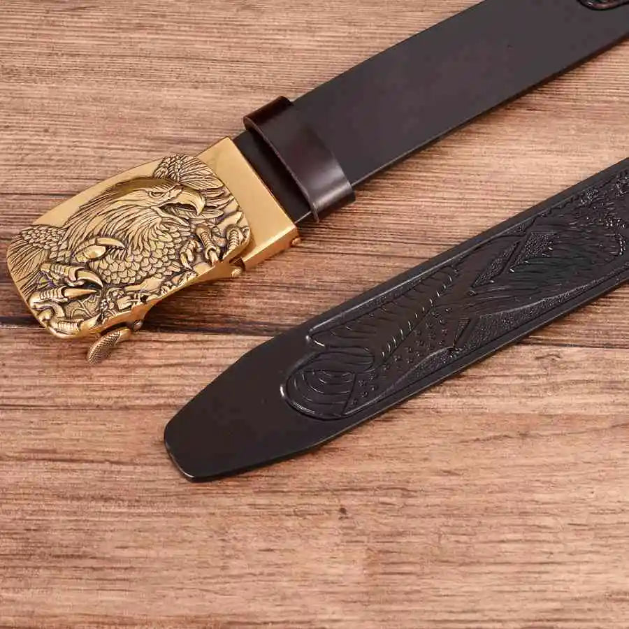 Men's Leather Ratchet Belt with Automatic Buckle