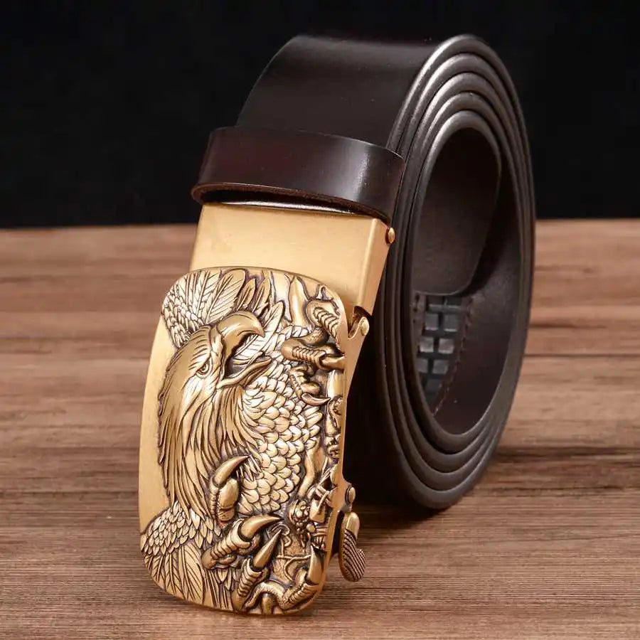 Men's Leather Ratchet Belt with Automatic Buckle