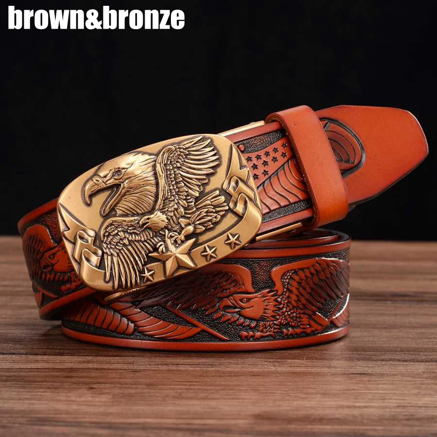 Men's Leather Ratchet Belt with Automatic Buckle
