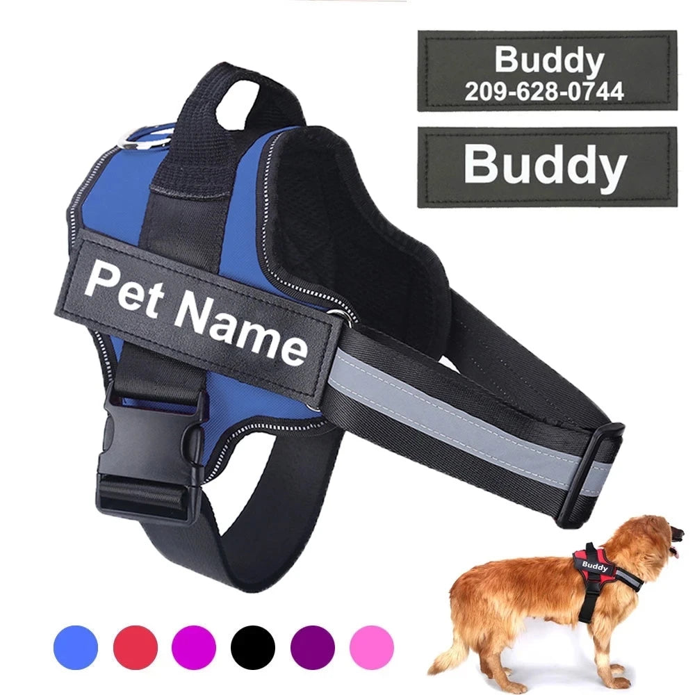 Adjustable Reflective Dog Harness with Custom ID Patch