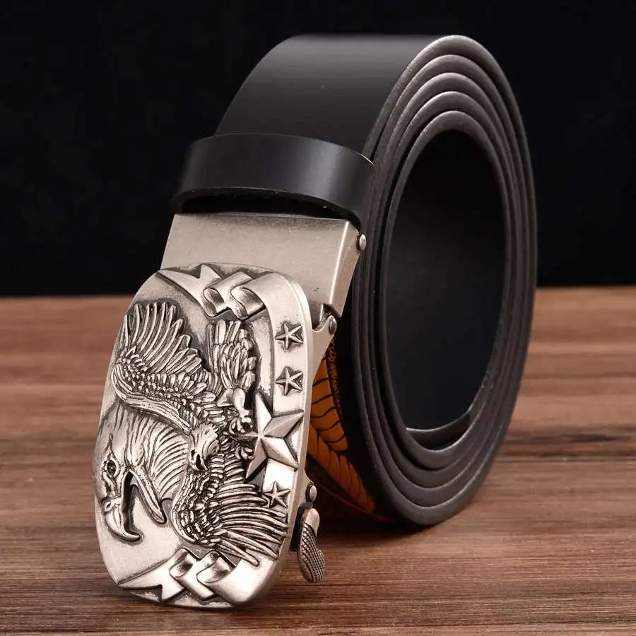 Men's Leather Ratchet Belt with Automatic Buckle