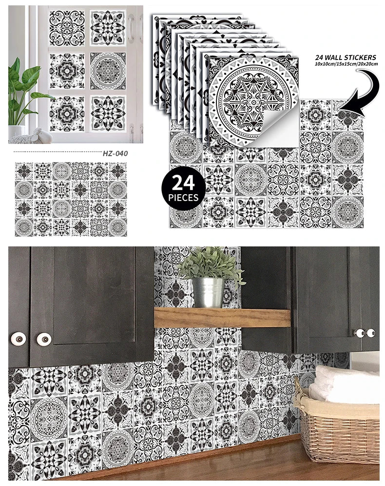 Decorative Self-Adhesive Tile Stickers – 24 Pieces