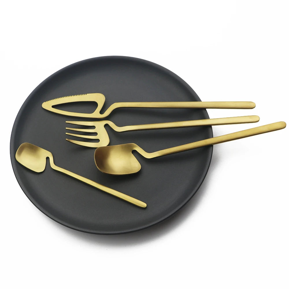 JANKNG Matte Stainless Steel Flatware — 32 Pieces
