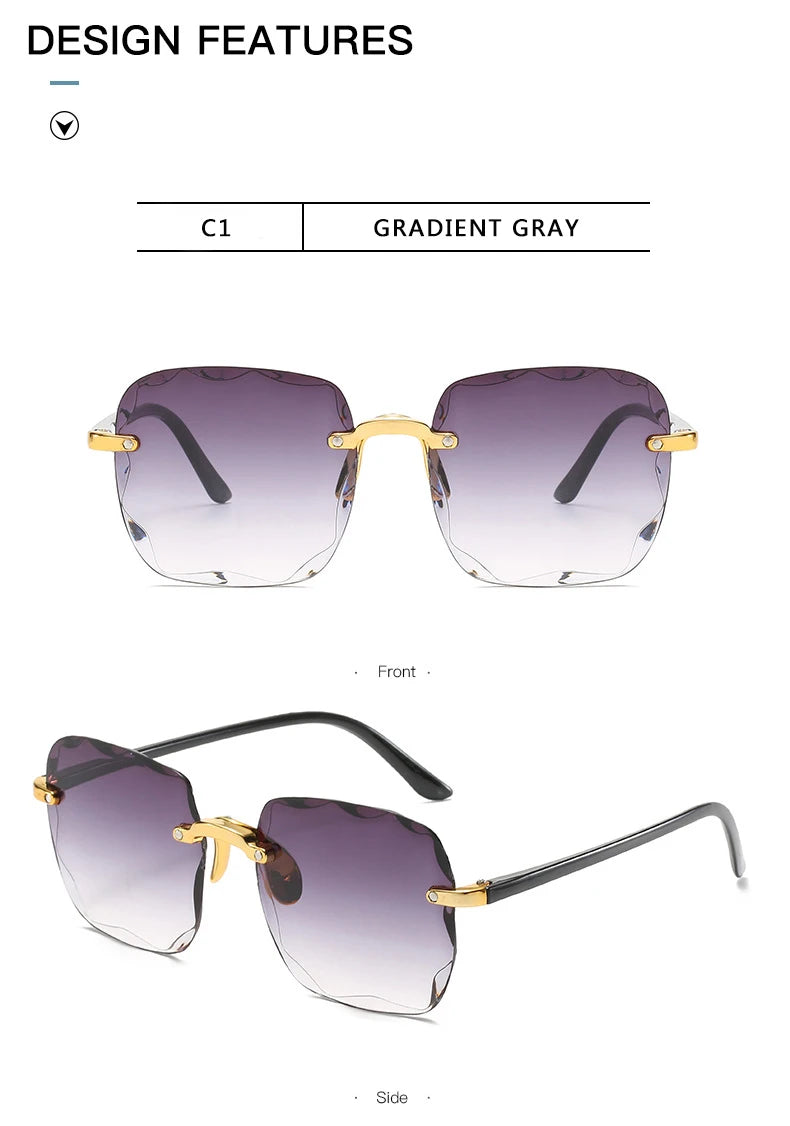 Three-Piece Rimless-Style Fashion Sunglasses Set