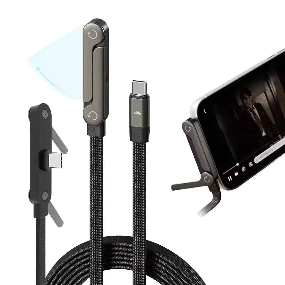 USB-C Braided Charging Cable with Phone Stand – 1.5 m