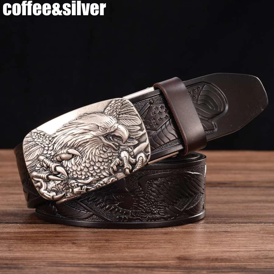 Men's Leather Ratchet Belt with Automatic Buckle