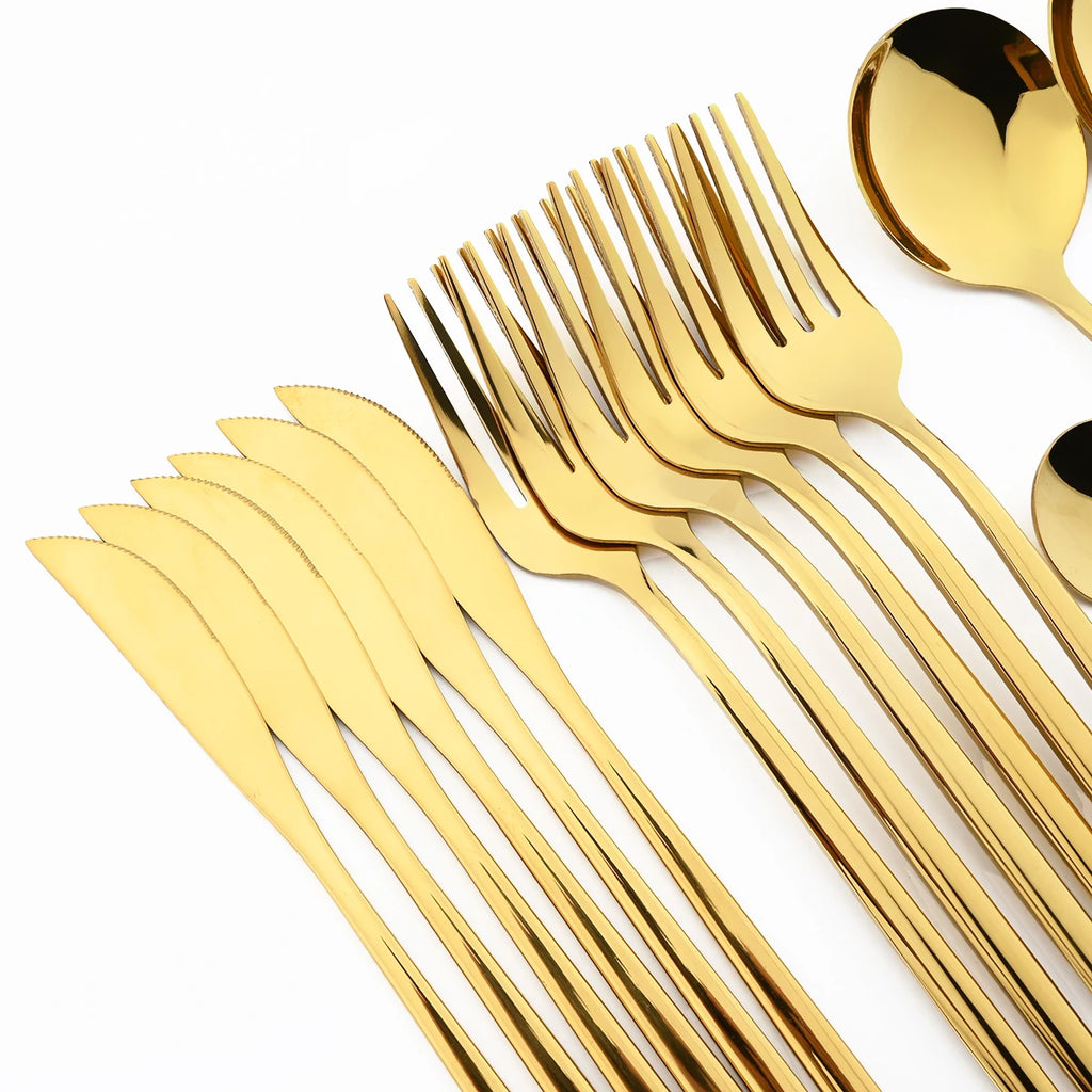 HELOTIC Stainless Steel Flatware — 24 Pieces