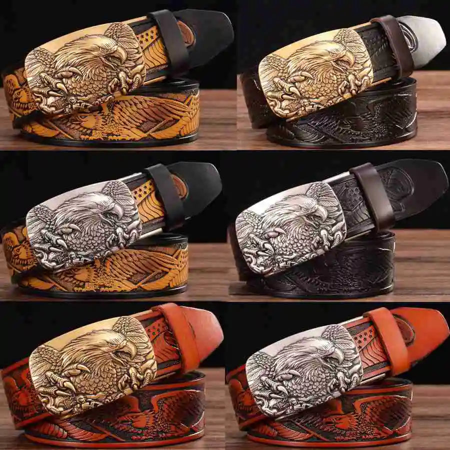 Men's Leather Ratchet Belt with Automatic Buckle