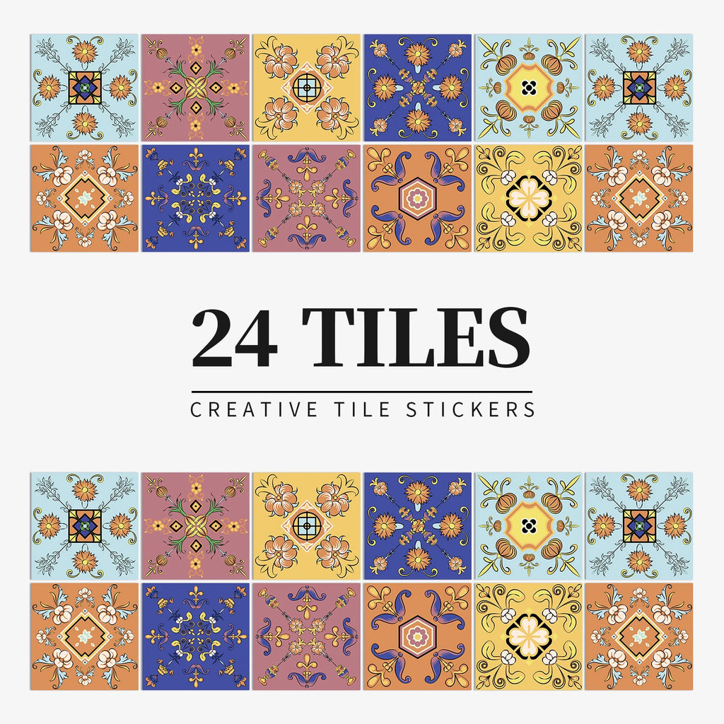 Decorative Self-Adhesive Tile Stickers – 24 Pieces