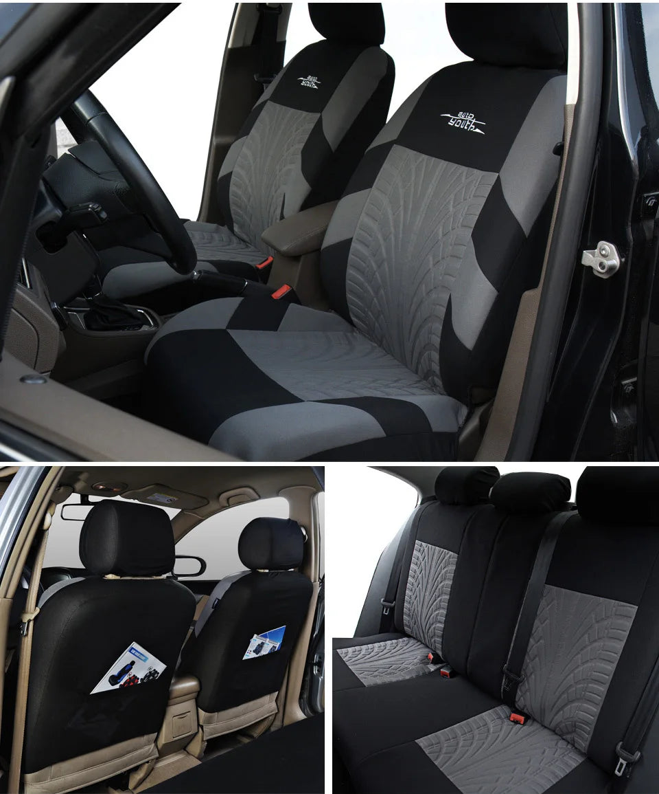 AUTOYOUTH Tire-Track Seat Covers – 9-Piece Set