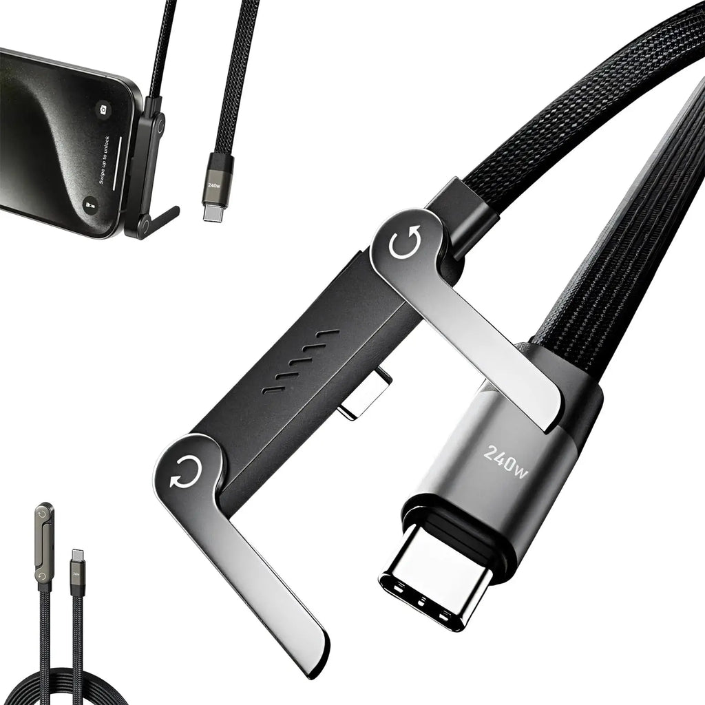 USB-C Braided Charging Cable with Phone Stand – 1.5 m