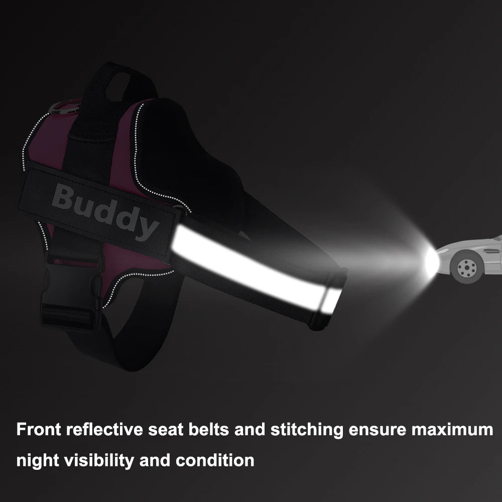 Adjustable Reflective Dog Harness with Custom ID Patch