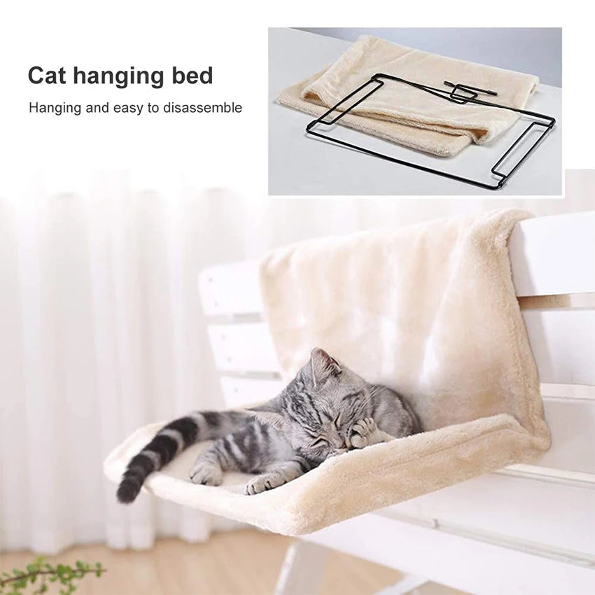 Hanging Cat Bed Removable Cat Hammock Pet Beds for Radiator Bench Kitten Nest With Strong Durable Metal Frame Cat Accessories Whispering Desires Shoppe