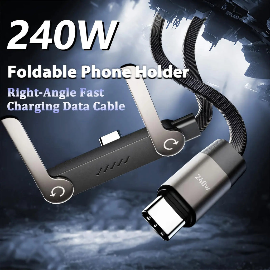USB-C Braided Charging Cable with Phone Stand – 1.5 m