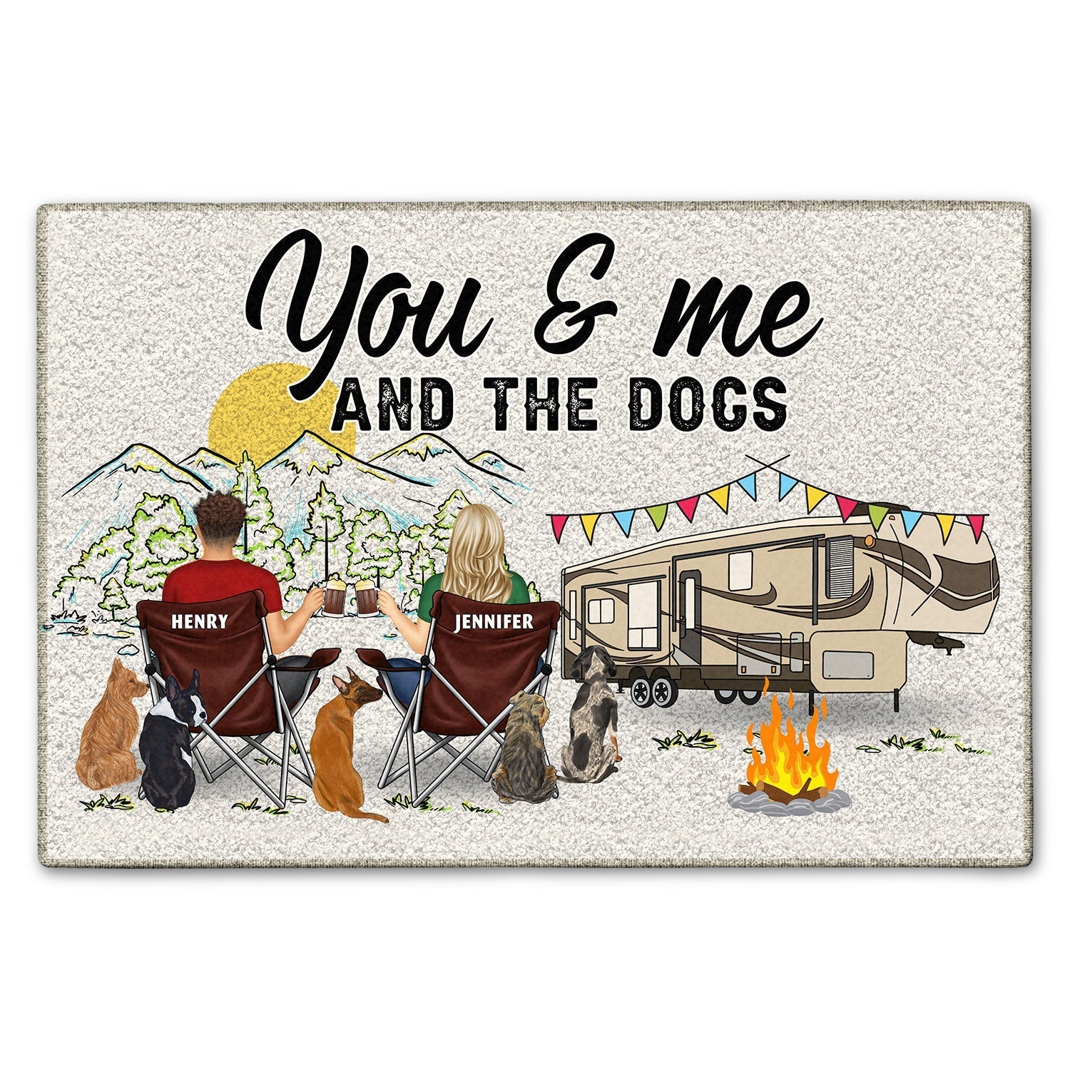 Home Is Where We Park It You And Me And The Dogs - Gift For Camping Lovers - Personalized Doormat eprolo