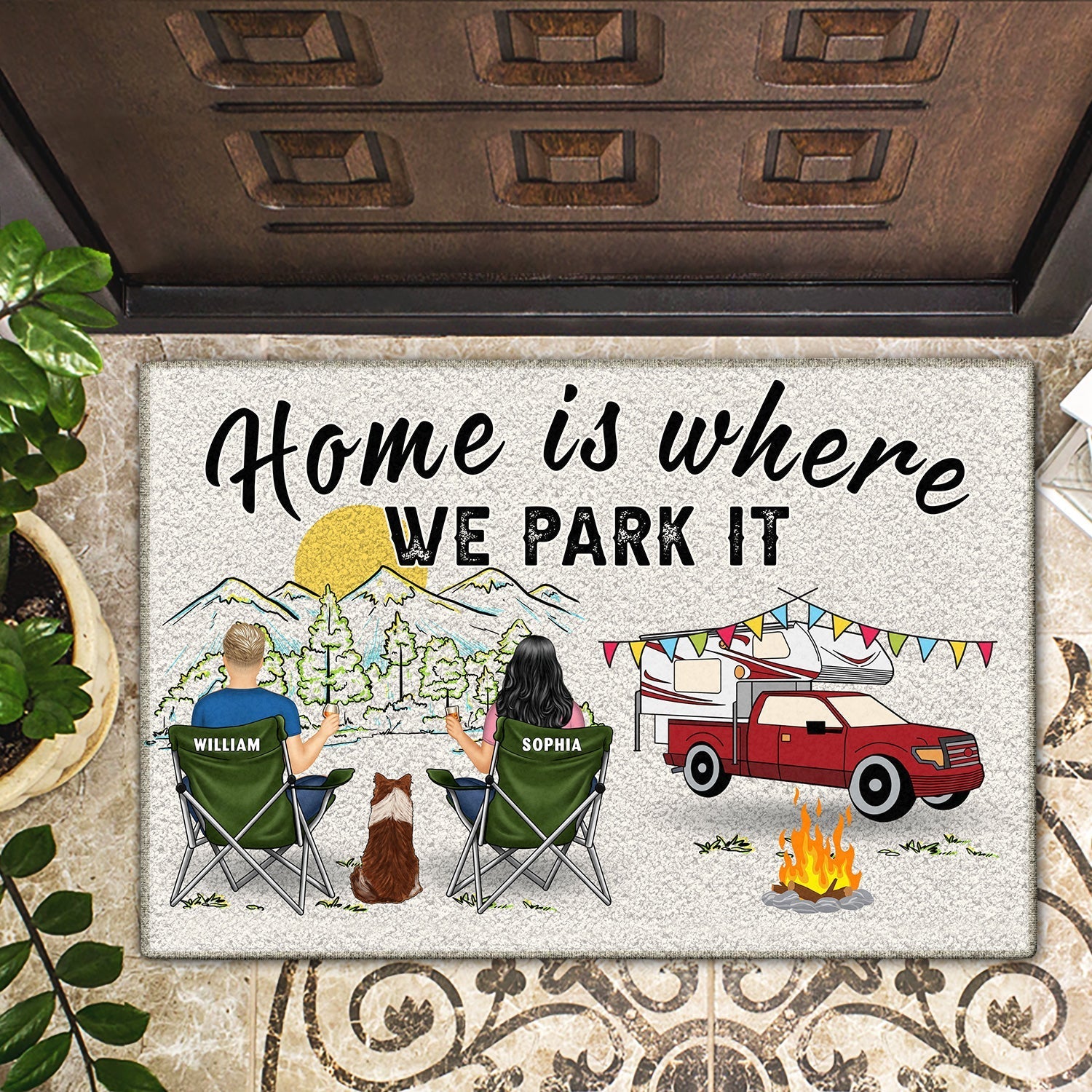 Home Is Where We Park It You And Me And The Dogs - Gift For Camping Lovers - Personalized Doormat eprolo