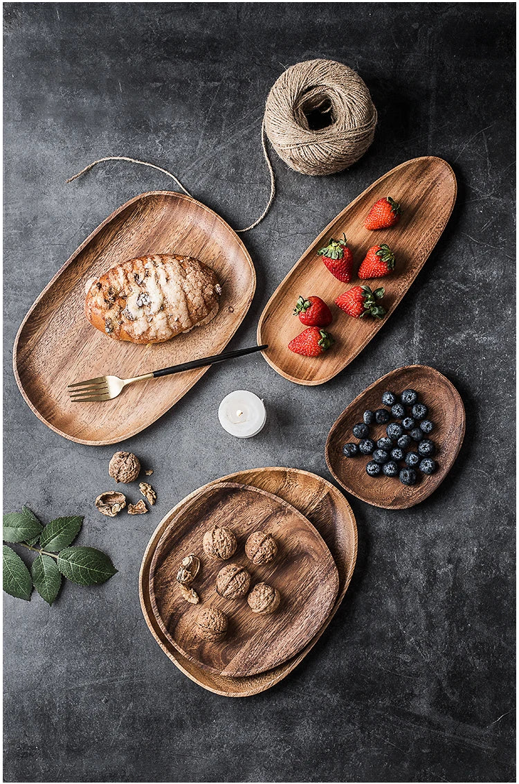 KEMORELA Solid Wood Serving Plates and Trays