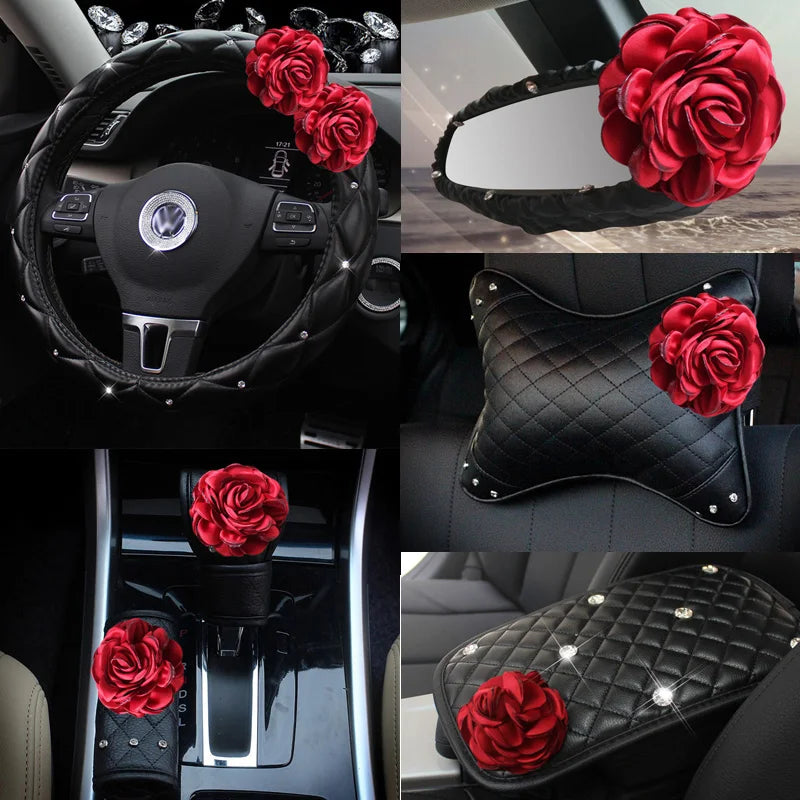 Baisher Red Rose Car Interior Accessories – Individual Pieces