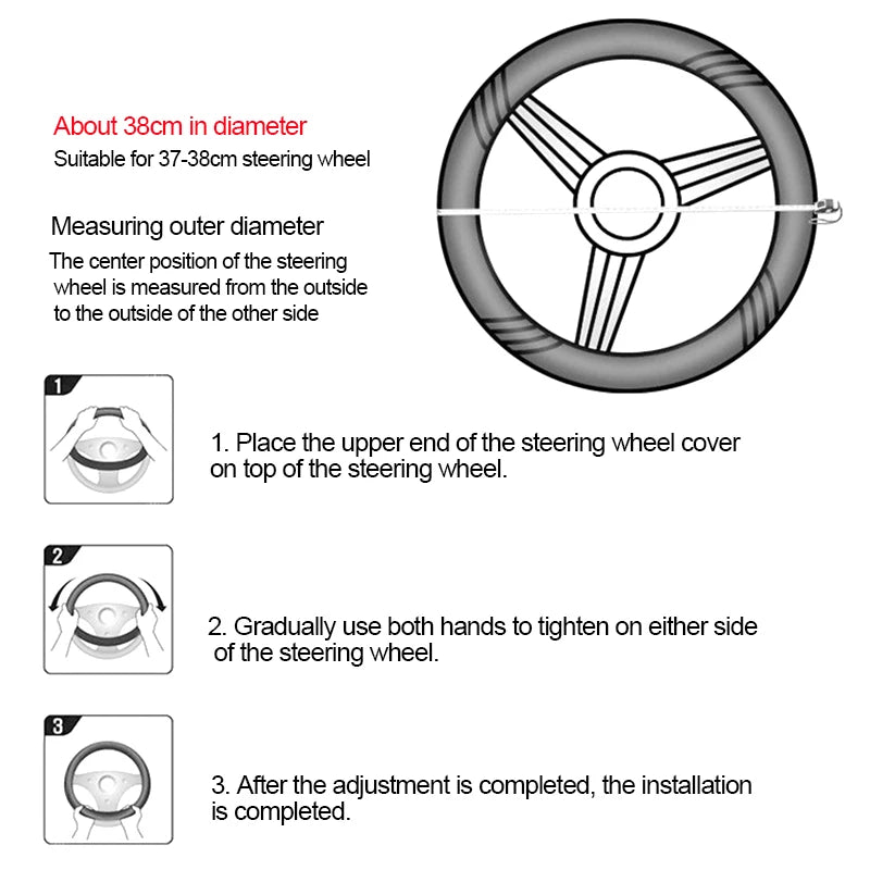 SEAMETAL Faux-Leather Steering-Wheel Cover – 37–38 cm