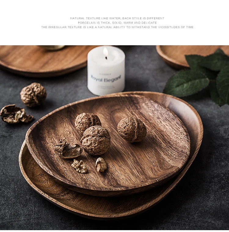 KEMORELA Solid Wood Serving Plates and Trays