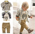 Kids BoysClothes  Children Plaid Coat+T-Shirt+Pants 3pcs Baby Suits Toddler Boy Clothing Spring Autumn Outerwear Costume BC1034 Whispering Desires Shoppe