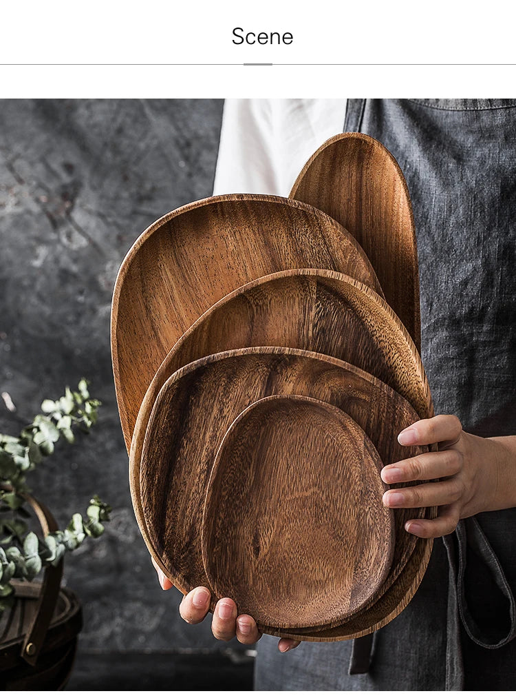 KEMORELA Solid Wood Serving Plates and Trays