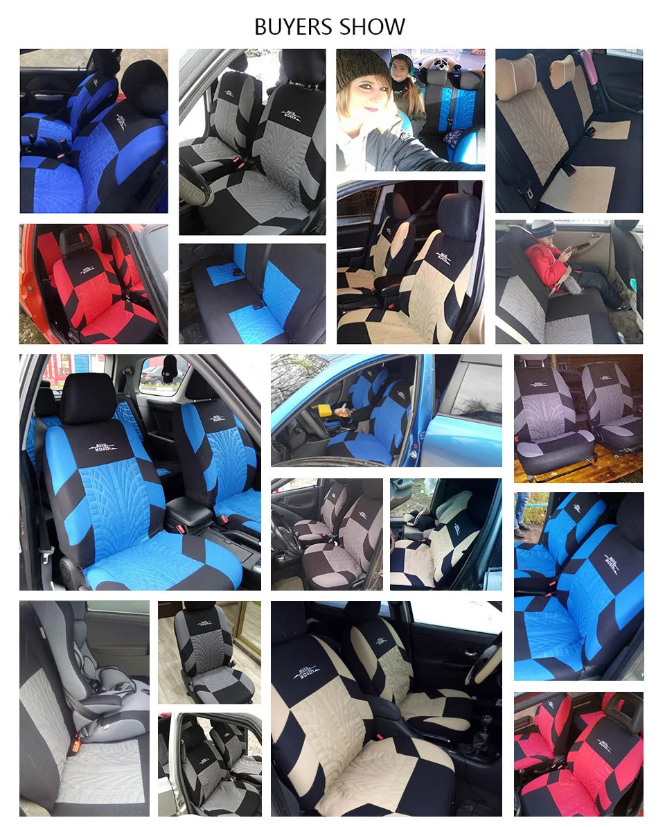 AUTOYOUTH Tire-Track Seat Covers – 9-Piece Set