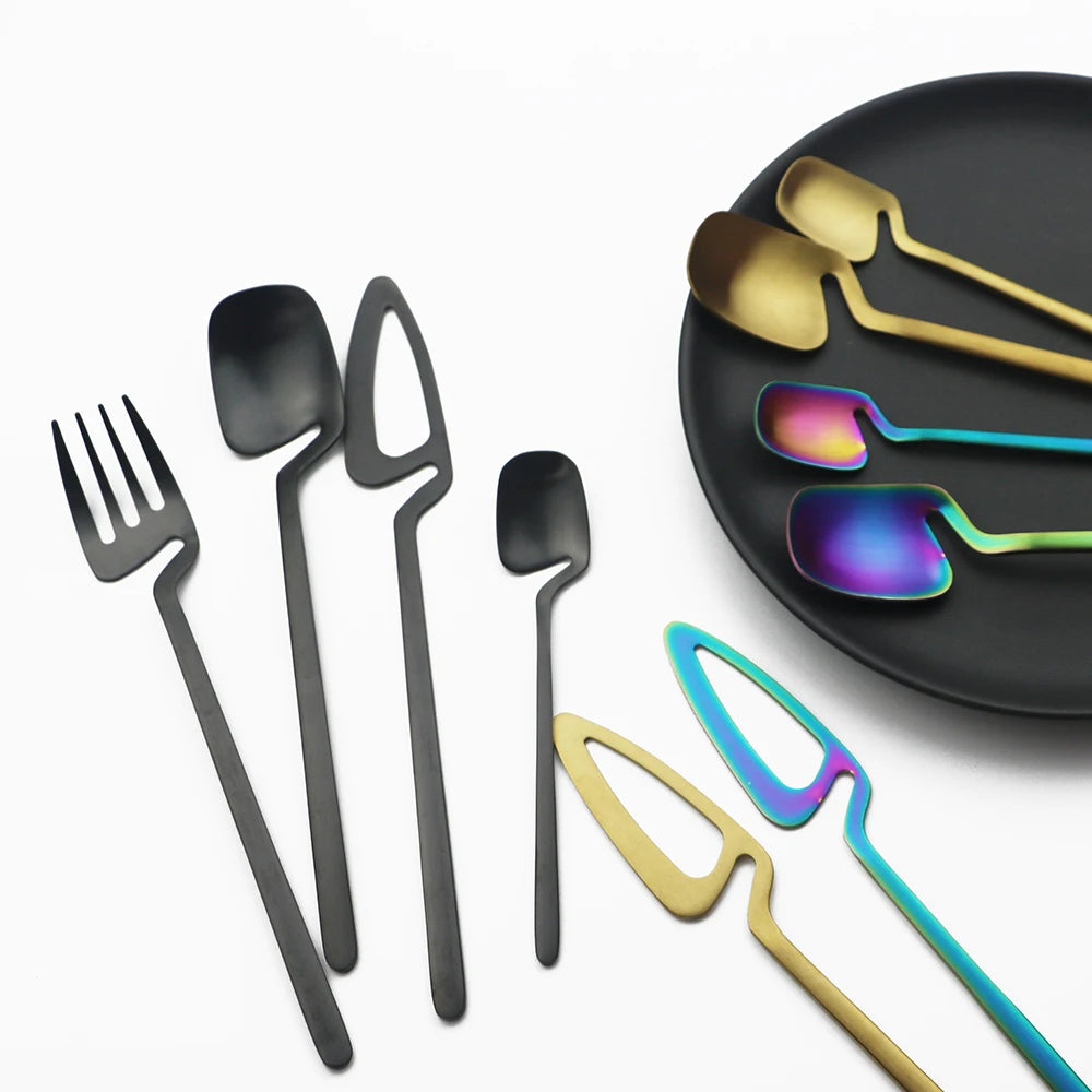 JANKNG Matte Stainless Steel Flatware — 32 Pieces