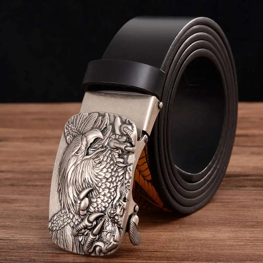 Men's Leather Ratchet Belt with Automatic Buckle