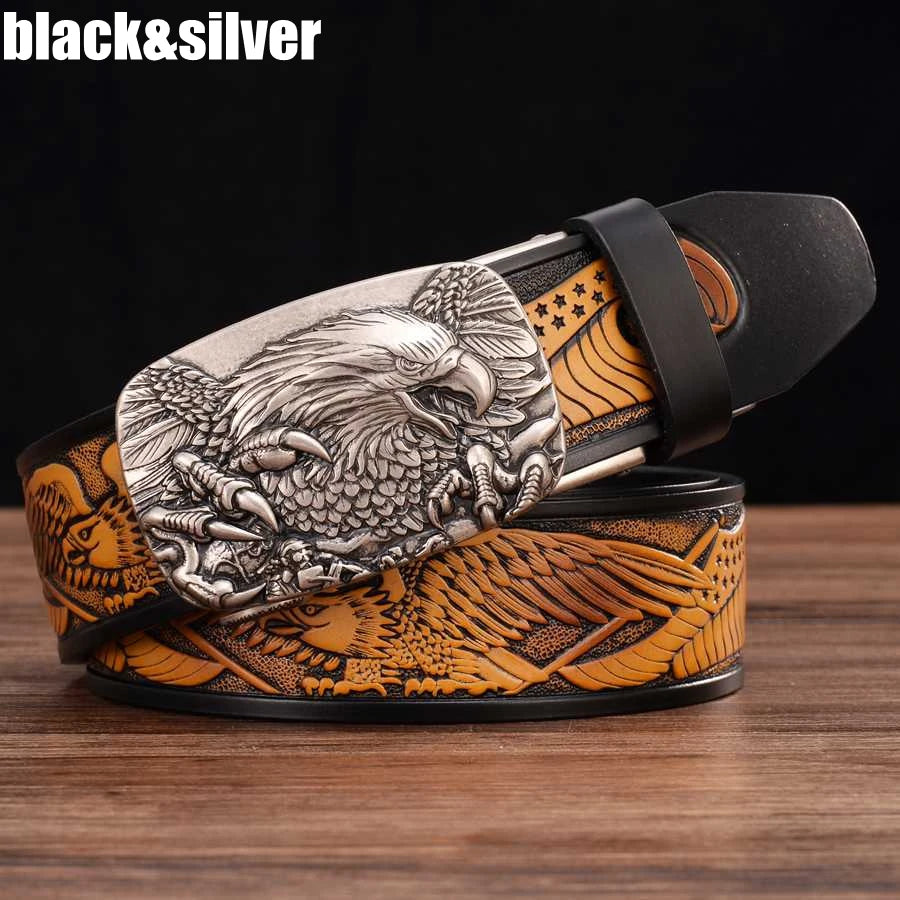 Men's Leather Ratchet Belt with Automatic Buckle