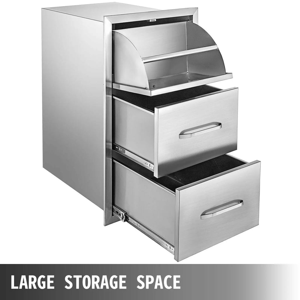 SucceBuy Stainless-Steel Outdoor BBQ Kitchen Drawers