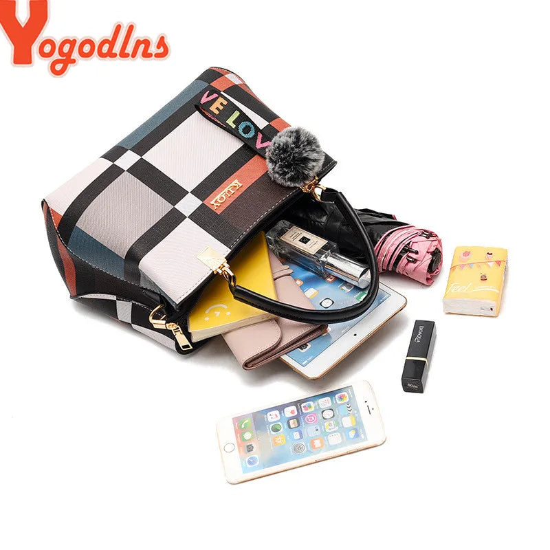 Yogodlns Women's Plaid Shoulder Bag