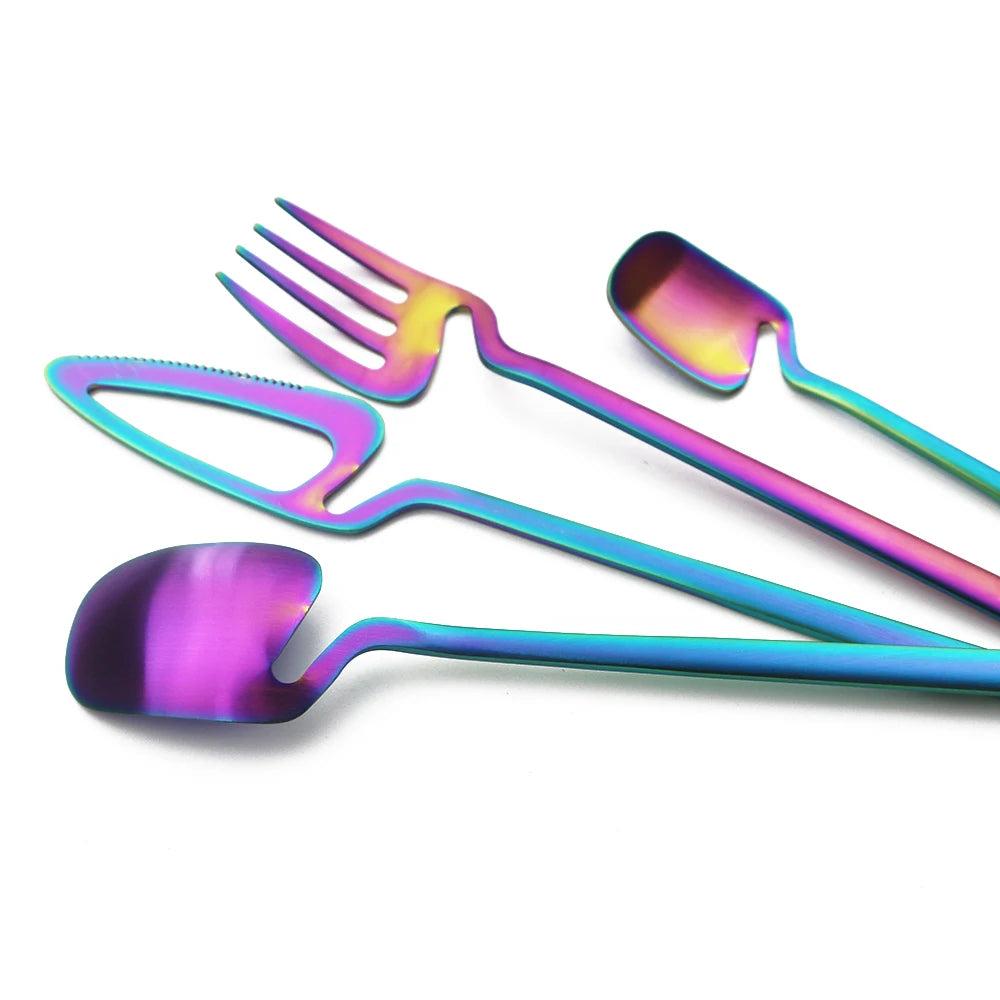 JANKNG Matte Stainless Steel Flatware — 32 Pieces