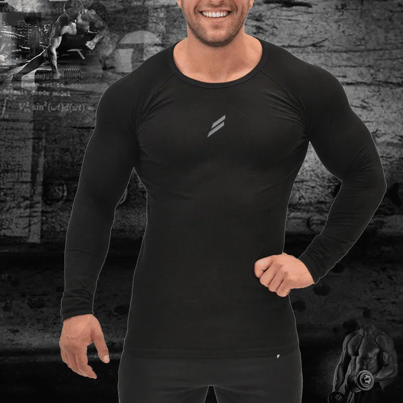 Men's Long-Sleeve Patchwork Casual T-Shirt