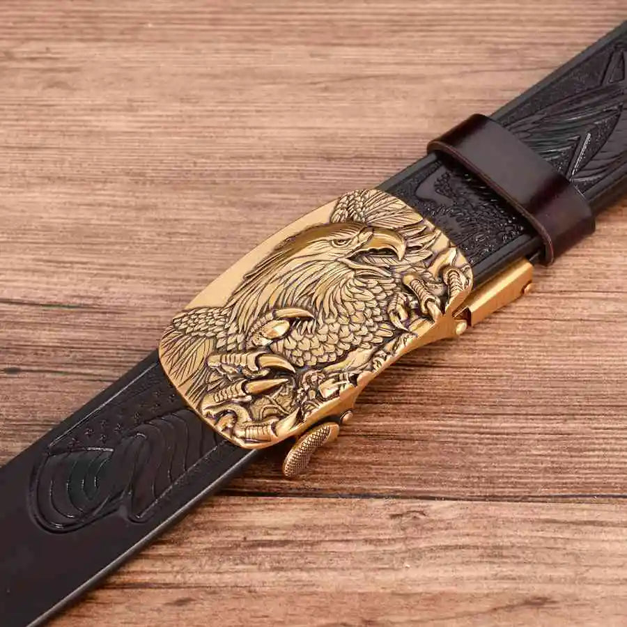 Men's Leather Ratchet Belt with Automatic Buckle