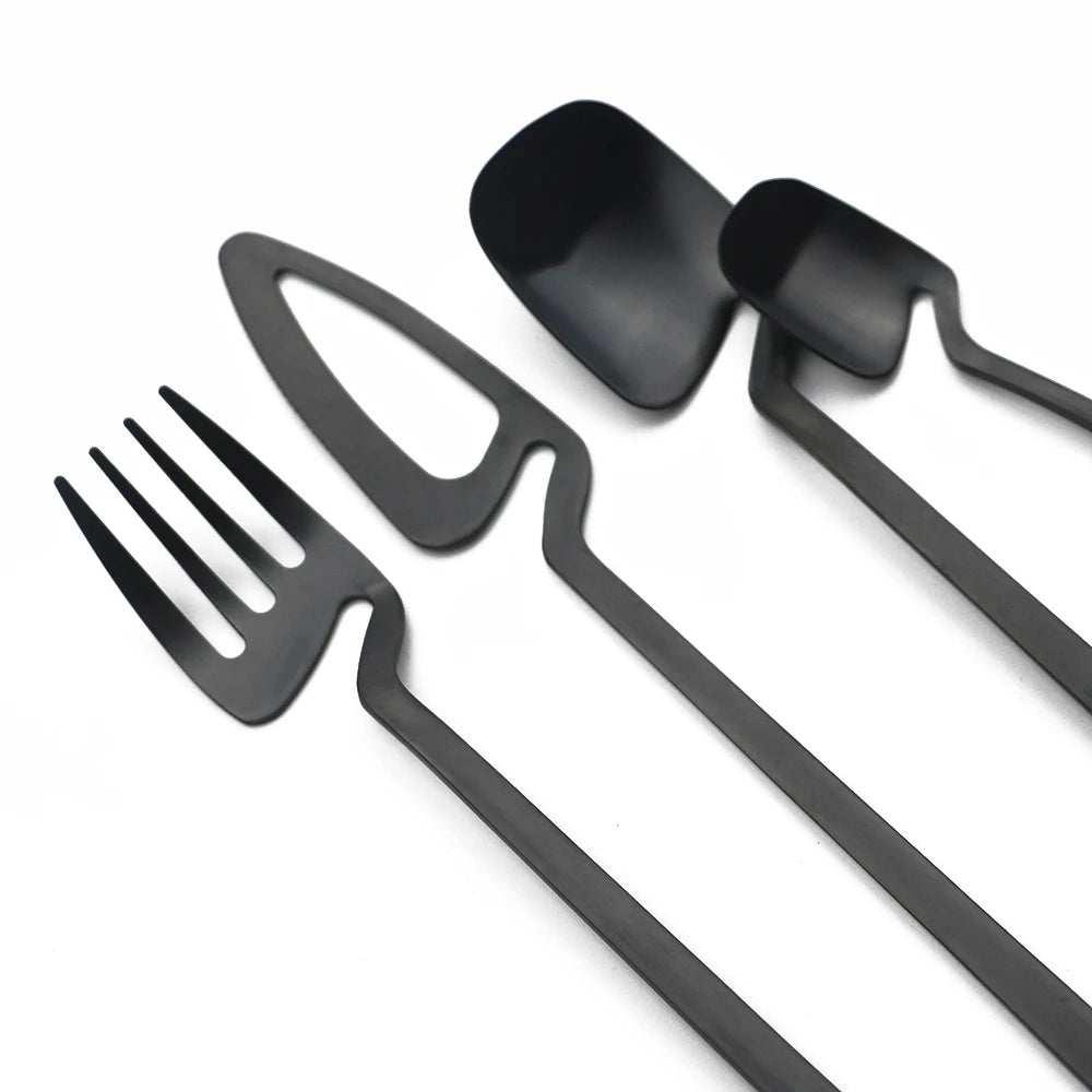 JANKNG Matte Stainless Steel Flatware — 32 Pieces