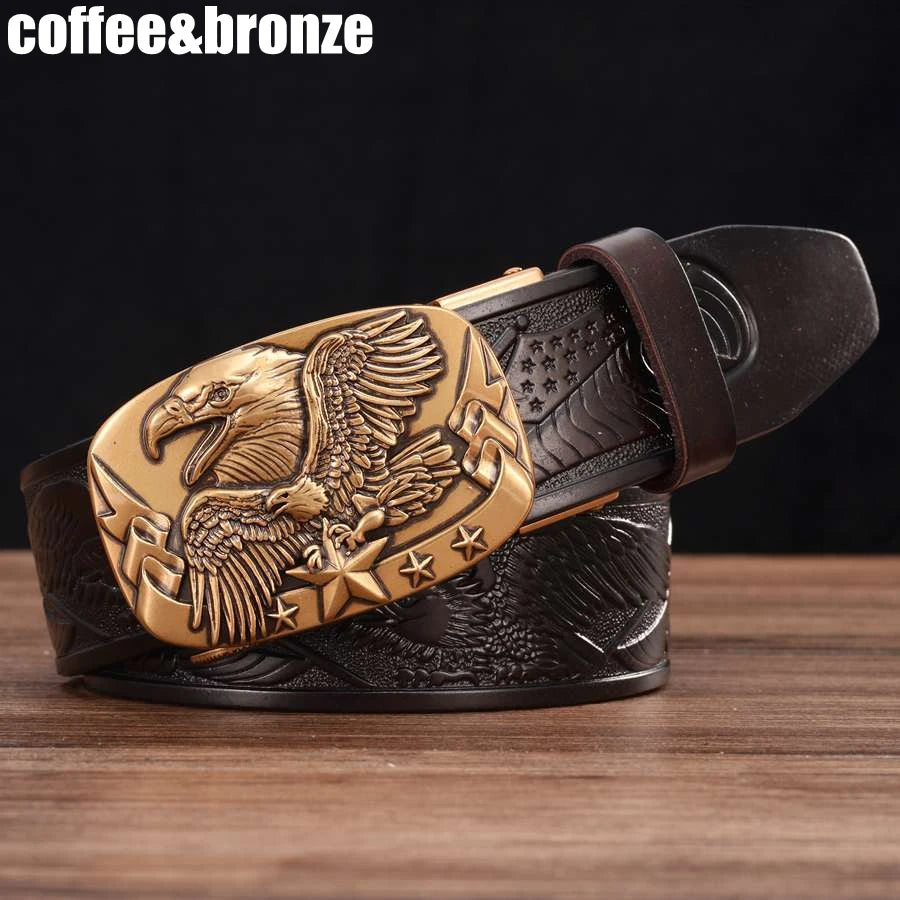 Men's Leather Ratchet Belt with Automatic Buckle