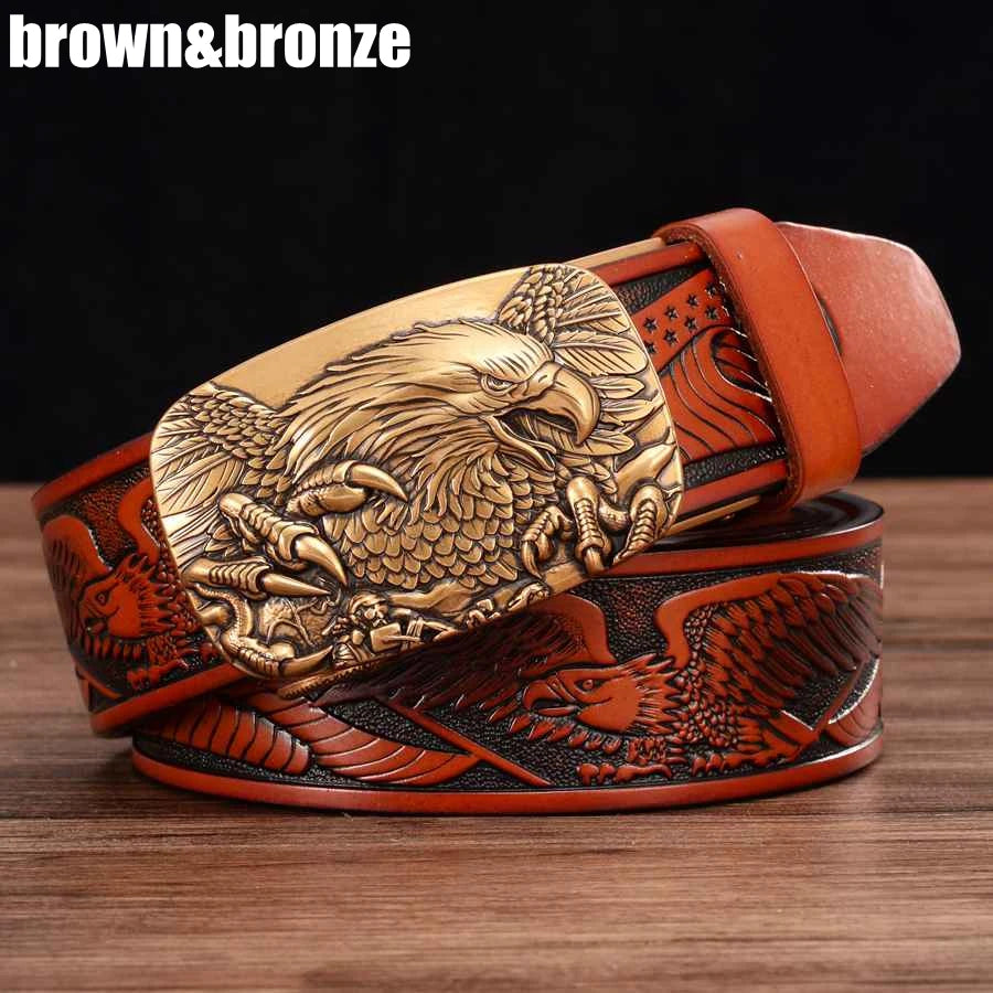 Men's Leather Ratchet Belt with Automatic Buckle