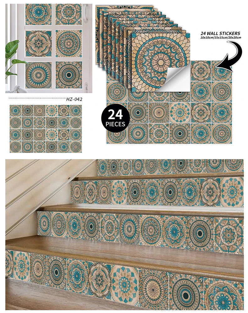 Decorative Self-Adhesive Tile Stickers – 24 Pieces