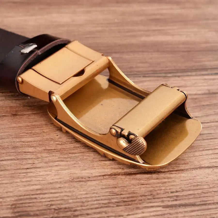 Men's Leather Ratchet Belt with Automatic Buckle