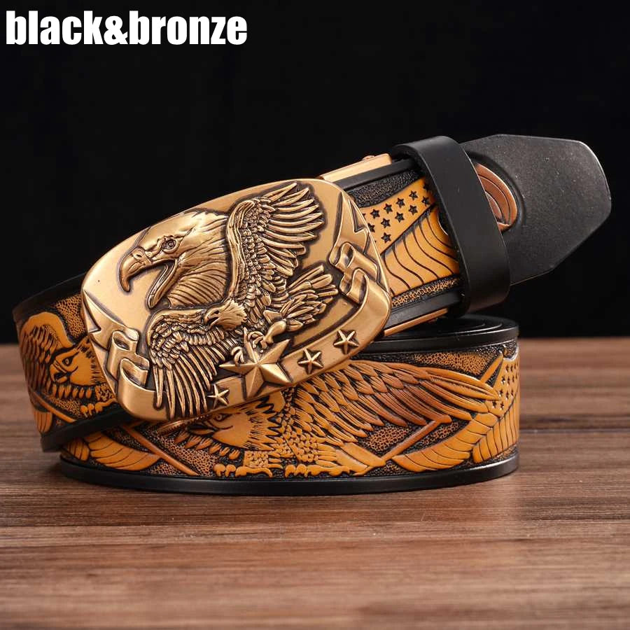 Men's Leather Ratchet Belt with Automatic Buckle