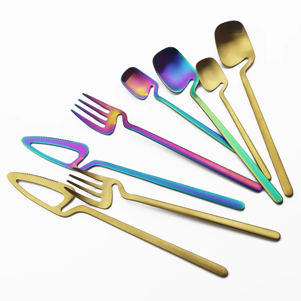 JANKNG Matte Stainless Steel Flatware — 32 Pieces