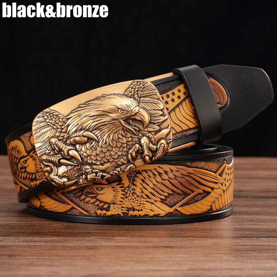 Men's Leather Ratchet Belt with Automatic Buckle