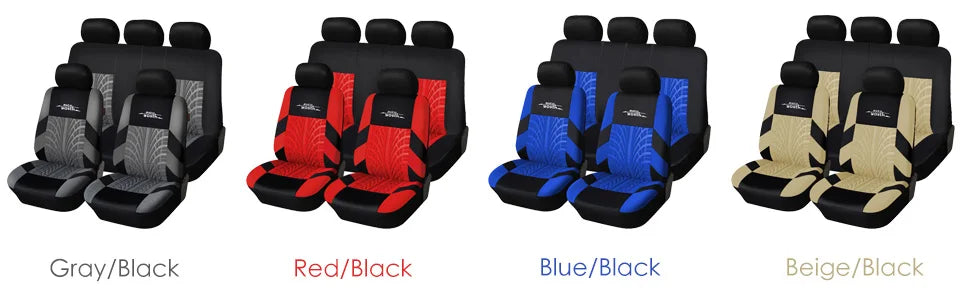 AUTOYOUTH Tire-Track Seat Covers – 9-Piece Set